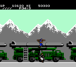 Rush'n Attack (NES) screenshot: Nice view of the mountains