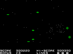 Blockade Runner (ZX Spectrum) screenshot: Just crashed into the group of enemies