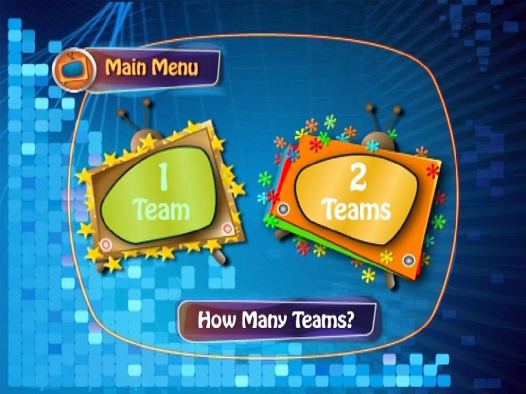 Telly Addicts (DVD Player) screenshot: The main menu / team selection screen