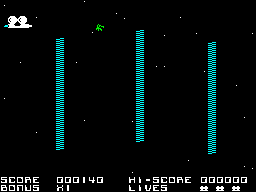 Blockade Runner (ZX Spectrum) screenshot: Next is a series of vertical laser barriers