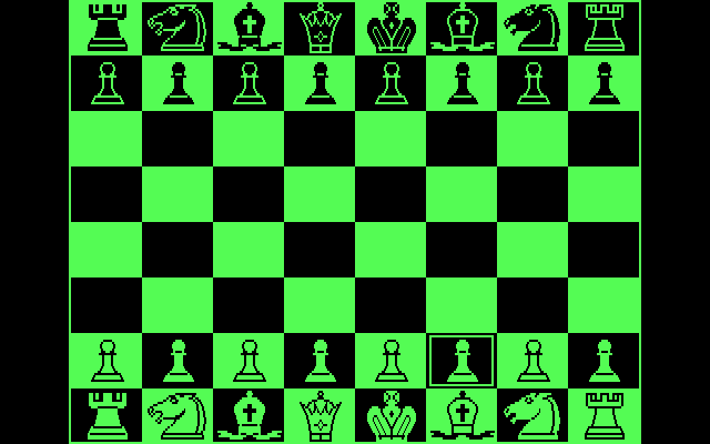 Bluebush Chess (DOS) screenshot: Beginning a game.
