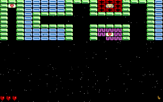 Blockage (DOS) screenshot: Gameboard. (not seen: paddle and ball, flickering insanely)