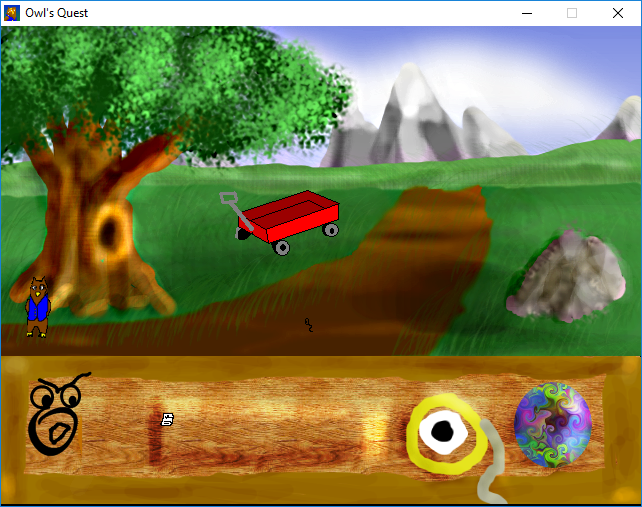 Owl's Quest: Every Owl Has Its Day (Windows) screenshot: Cedric starts the game near his tree