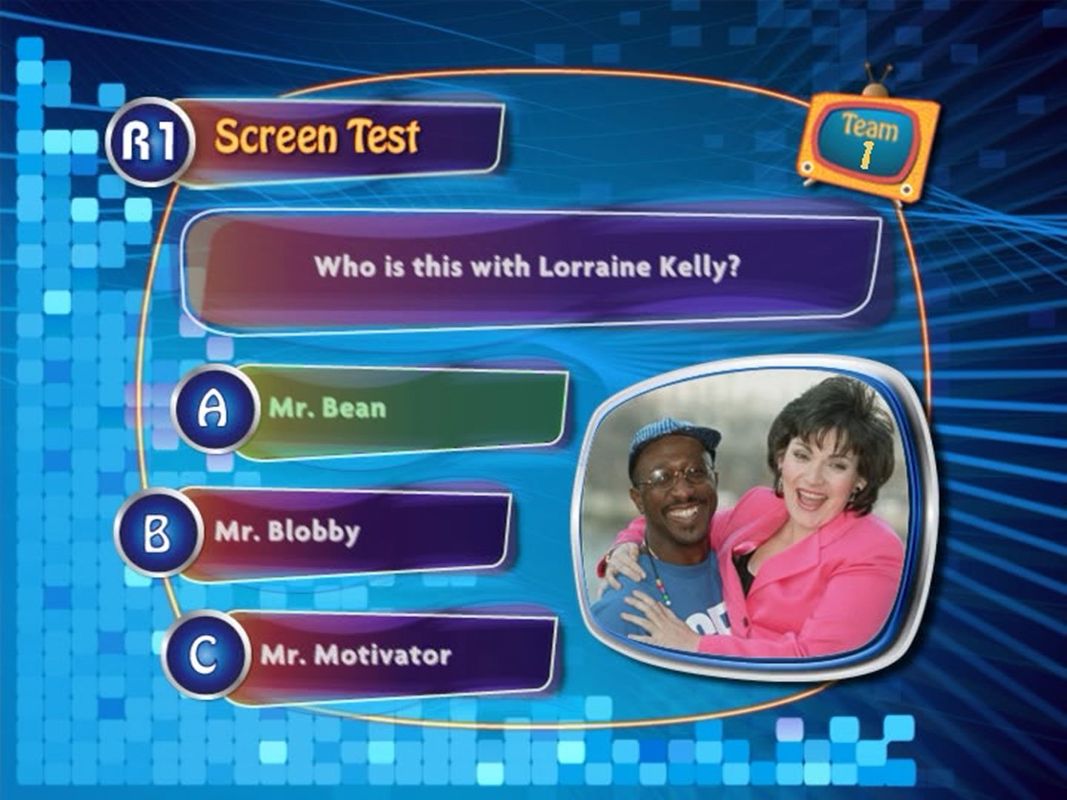 Telly Addicts (DVD Player) screenshot: Round One: Screen Test<br>A typical question.