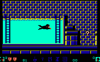 The Blues Brothers (Commodore 64) screenshot: Swimming