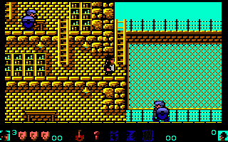 The Blues Brothers (Commodore 64) screenshot: Avoid the guards!