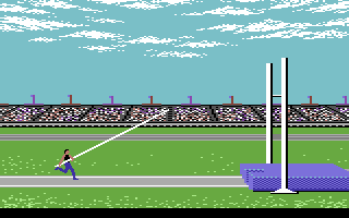Summer Games (Commodore 64) screenshot: Pole vaulting