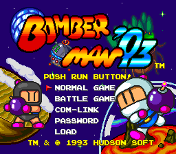 Bomberman '93 (TurboGrafx-16) screenshot: Title/Options