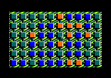 Booly (Amstrad CPC) screenshot: The first challenge level introduces a third colour