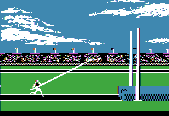 Summer Games (Apple II) screenshot: Pole vaulting