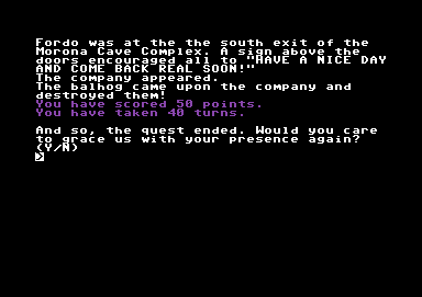 Bored of the Rings (Commodore 64) screenshot: Game over