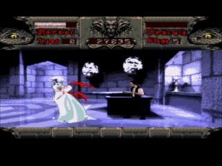 Bram Stoker's Dracula (SEGA CD) screenshot: Fighting Lucy as in the film.