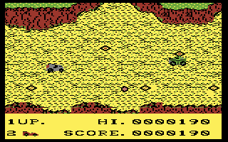 BreakThru (Commodore 64) screenshot: Watch out for mines and enemy vehicles