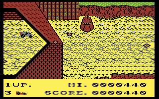 BreakThru (Commodore 64) screenshot: Don't get shot by that gun!
