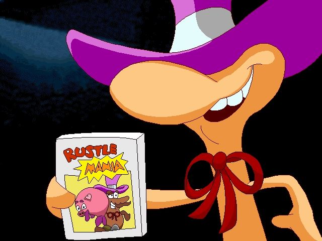 Freddi Fish 4: The Case of the Hogfish Rustlers of Briny Gulch (Windows) screenshot: This bad guy is concerned that Freddi doesn't conform to the rustler style in his fashion mag.