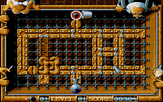 Boston Bomb Club (DOS) screenshot: Your opponent cools the bomb off with his glass of water. (VGA)