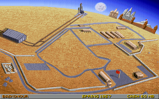 Buzz Aldrin's Race into Space (DOS) screenshot: Overview of the Baikonour in the Soviet Union