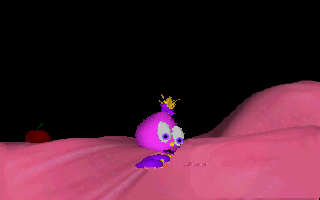 SpaceKids (DOS) screenshot: Cut-scene: Wait a sec... this entire landscape... is made of strawberry ice cream!