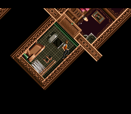 SOS (SNES) screenshot: Did the Prince of Persia ever find himself trapped in an executive-class bathroom? If I can't reach the door out, it's ultimately no less fatal than a spike-trap.