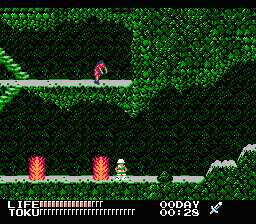 Spelunker II: Yūsha e no Chōsen (NES) screenshot: Fire pillars