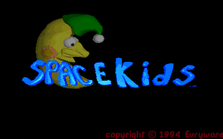 SpaceKids (DOS) screenshot: Title screen -- and starting location!