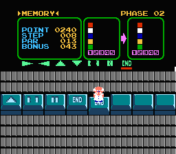 Stack-Up (NES) screenshot: Jumping, jumping...