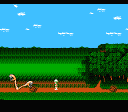 Spelunker II: Yūsha e no Chōsen (NES) screenshot: Fighting a two-eyed dude