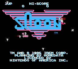Sqoon (NES) screenshot: Animated title screen, complete with topless mermaid!