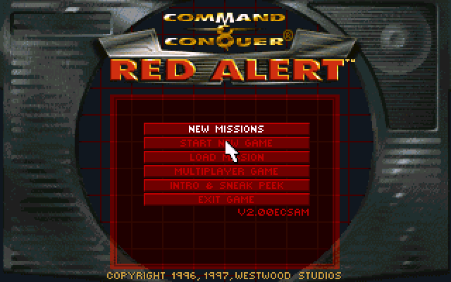 Command & Conquer: Red Alert (DOS) screenshot: Main menu