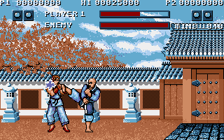 Street Fighter (Amiga) screenshot: Ryu vs Retsu (Japan)