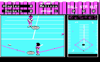 Street Sports Baseball (DOS) screenshot: Begin a game on field two