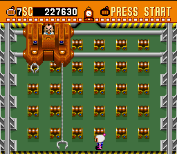 Super Bomberman (SNES) screenshot: This boss uses long-distance claws to attack.