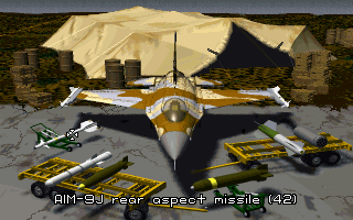 Strike Commander (DOS) screenshot: Choosing weapons for our next mission.