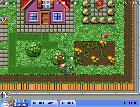 Sunday Lawn (Browser) screenshot: Mowing the grass on the first level