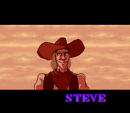 Sunset Riders (SNES) screenshot: These are the 4 players playable: the first is Steve...
