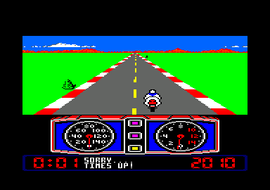 Super Cycle (Amstrad CPC) screenshot: I ran out of time