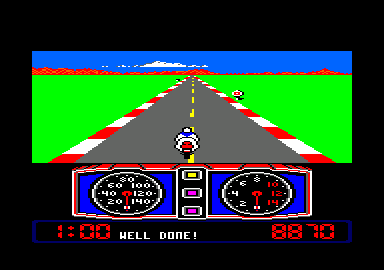 Super Cycle (Amstrad CPC) screenshot: Well done! This is my score with the bonus points added in.