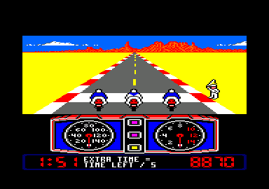 Super Cycle (Amstrad CPC) screenshot: Begin track 2