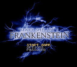 Mary Shelley's Frankenstein (SNES) screenshot: Title screen / Main menu.