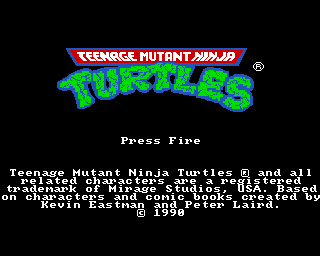Teenage Mutant Ninja Turtles (Amiga) screenshot: Title screen (US version)