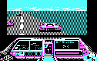 Techno Cop (DOS) screenshot: Hitting the road (CGA)