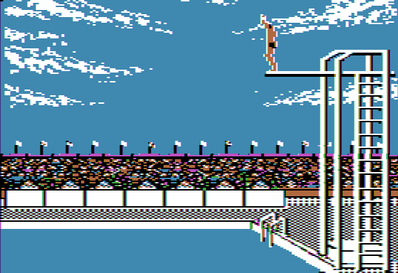 Summer Games (Apple II) screenshot: Platform diving