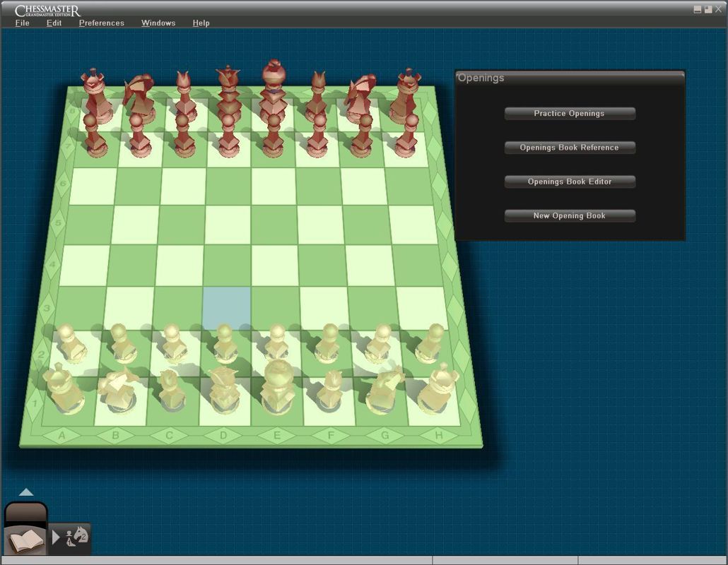Chessmaster: Grandmaster Edition (Windows) screenshot: Openings is an option in the game's Learn section.<br>The player can learn from standard openings and can even open their own book