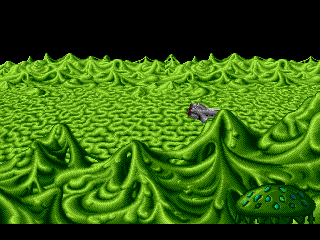 Todd's Adventures in Slime World (Genesis) screenshot: Todd touches down on Slime World