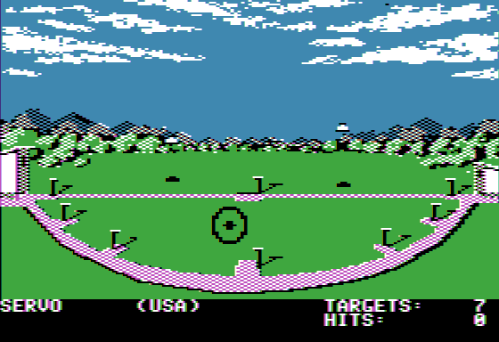 Summer Games (Apple II) screenshot: Skeet shooting