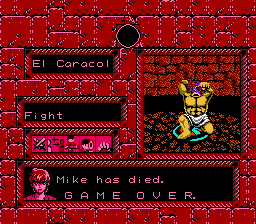 Tombs & Treasure (NES) screenshot: I died.