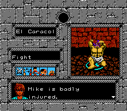 Tombs & Treasure (NES) screenshot: Fighting the Snake Master.