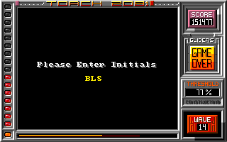 Torch 2081 (Amiga) screenshot: Entering initials