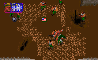 Total Carnage (DOS) screenshot: Taking on lots of enemies