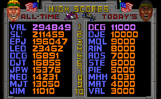 Total Carnage (DOS) screenshot: High scores